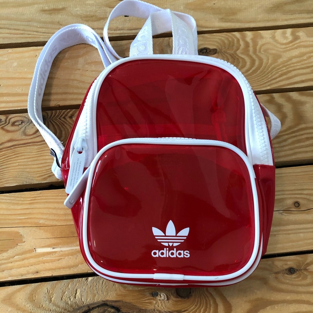 adidas Mini red clear vinyl backpack